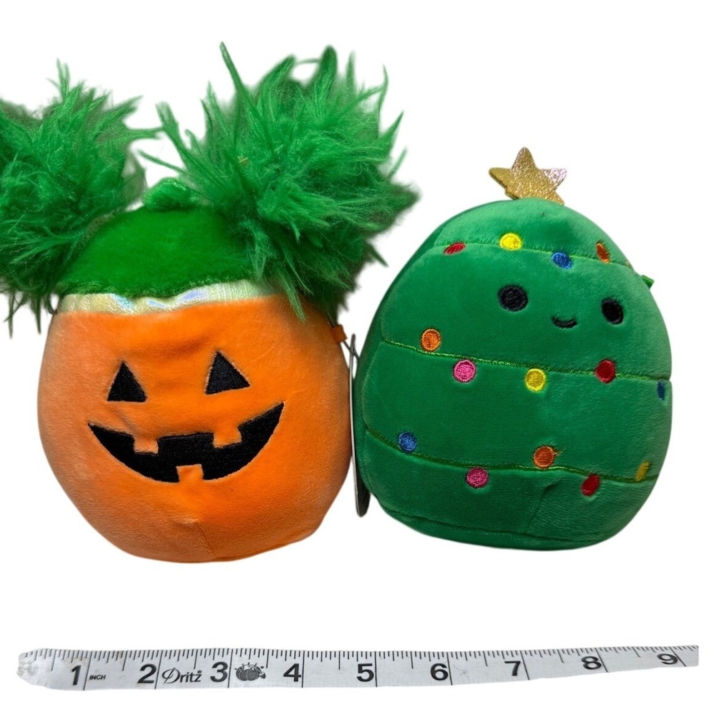 Squishmallows 5 Inch Holiday Bundle Paige Pumpkin and Carol Christmas Tree Plush - Picture 1 of 16